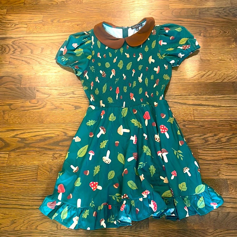 Small Parlour Vintage Mushroom Fit and Flare Dress